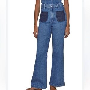 Le Jean Virginia Wideleg Jeans in Medium Blue